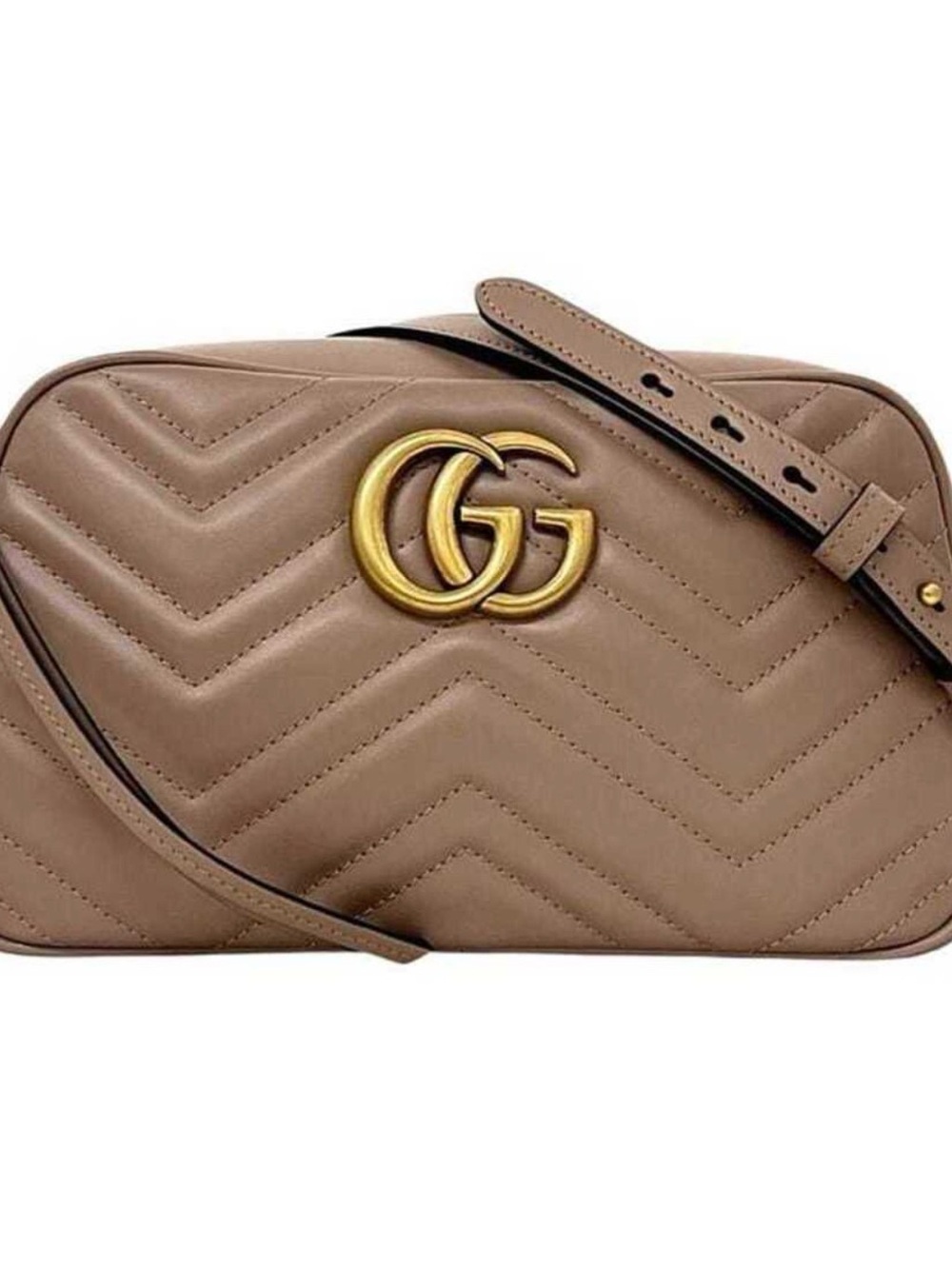 Gucci Beige Quilted Leather Crossbody with Gold GG Hardware